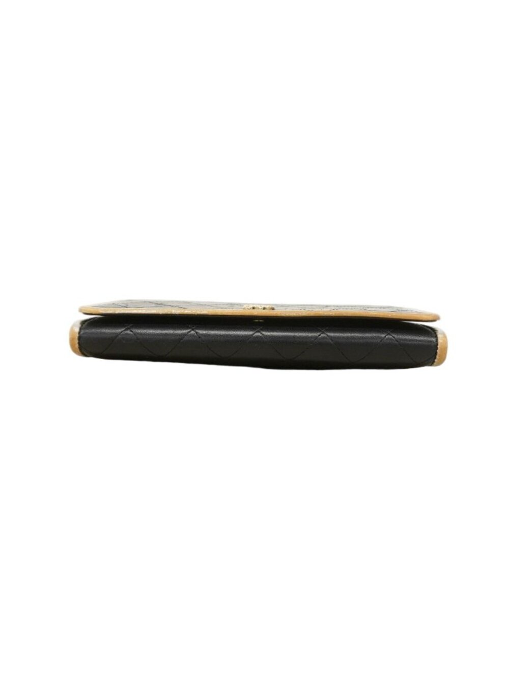★SOLD★ Chanel Wallet Quilted Lambskin Black Gold - Picture 2 of 9